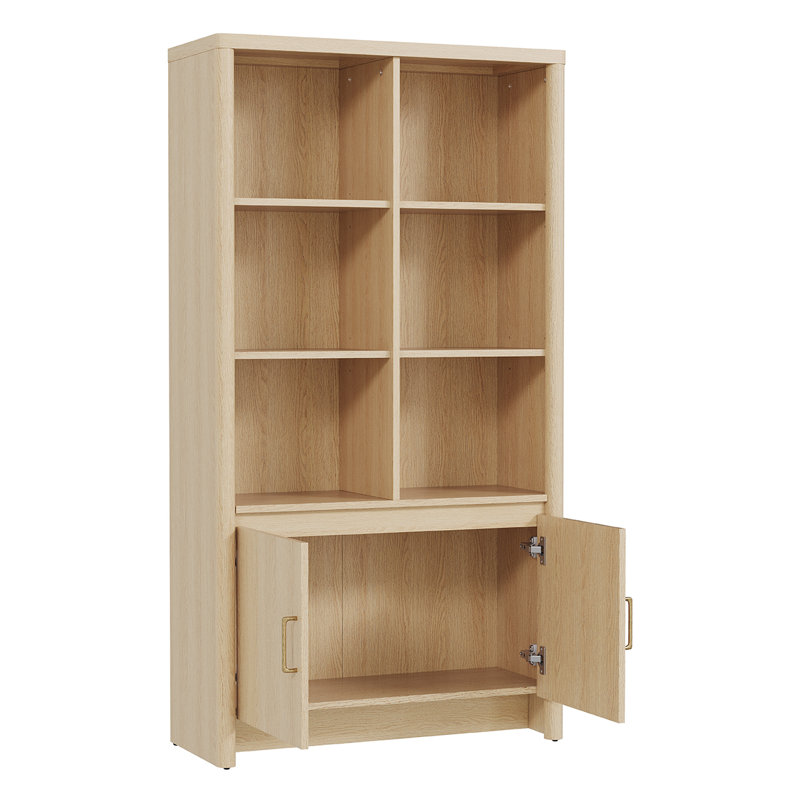 59.3" Tall Bookshelf With Storage Cabinet, Oak