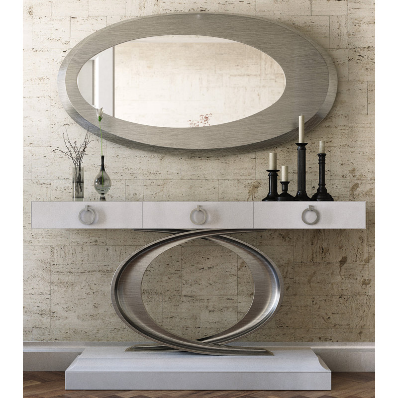 Ensemble de console et miroir Willet, Haute brillance, H 31,5 po x l 47,24 po x P 15,75 po