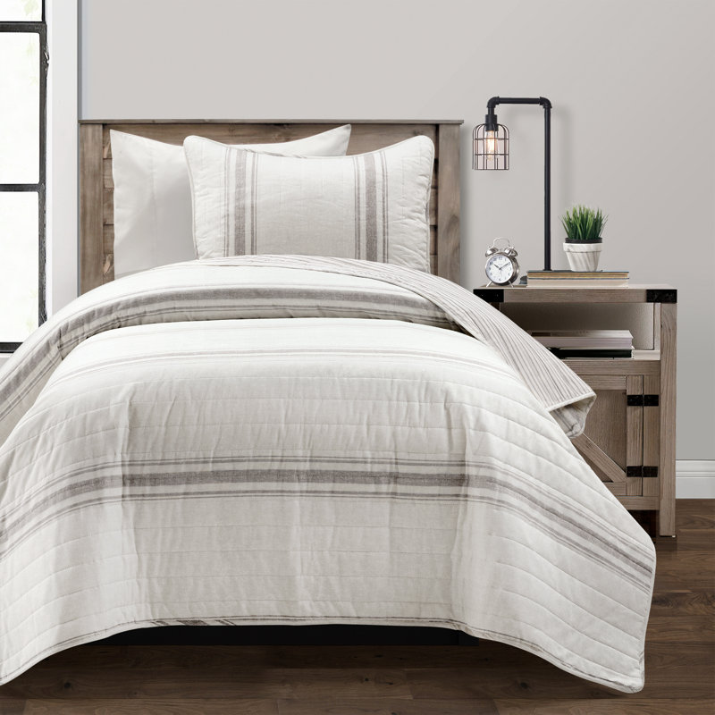 Ensemble d'édredon réversible en coton 3 pièces Apollo, Simple TG, gris