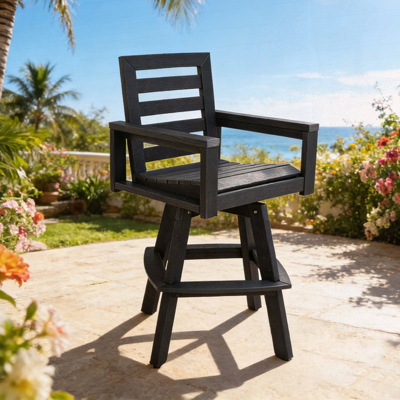 Tabouret de bar pivotant en HDPE avec pivot à 360 ° , Carbone