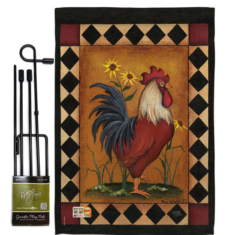 Ensemble de 2 côtés en polyester 1,5 x 1,1 pi. coq nature ferme animaux impressions