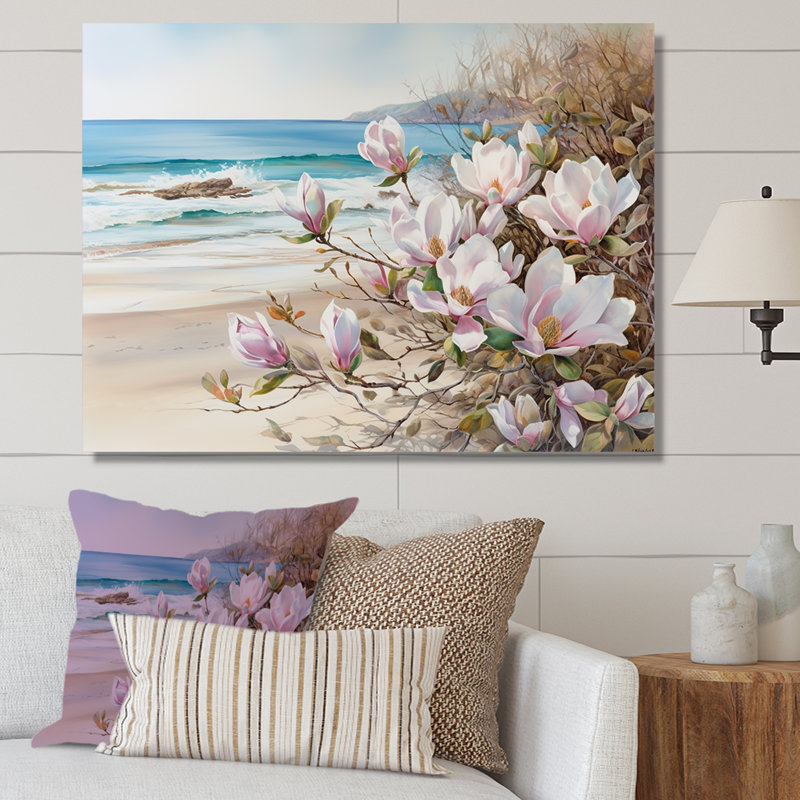 Magnolias sur la plage - reproduction sur toile, Toile tendue, 24" H x 32" W