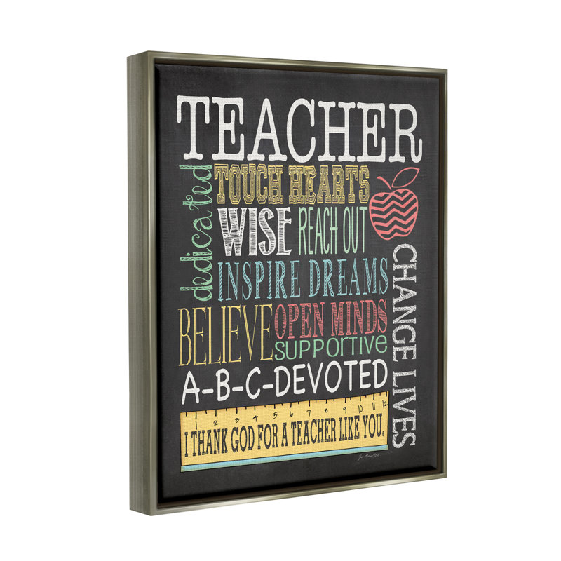«Teacher Appr appréciation», tableau flottant sur toile par Jo Moulton, H 21 po x l 17 po x P 1,7 po