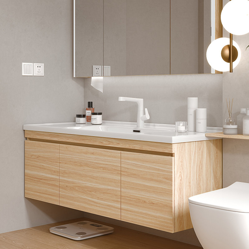 Light luxury Log style bathroom cabinet