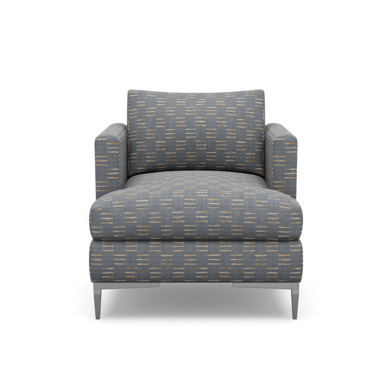 Aiden Accent Chair, Polished Stainless, Caterpillar Slate