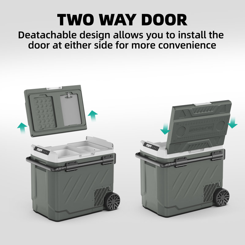 Green 52 qt Dual Zone Portable Car Refrigerator with App Control