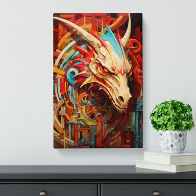 Dragon Constructivism Art - Wrapped Canvas