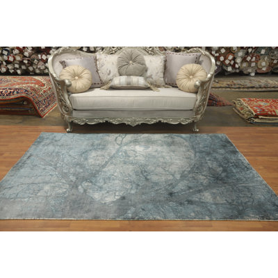 Tapis gris anthracite et gris unique en coton de 7 pi 8 po x 5 pi 5 po