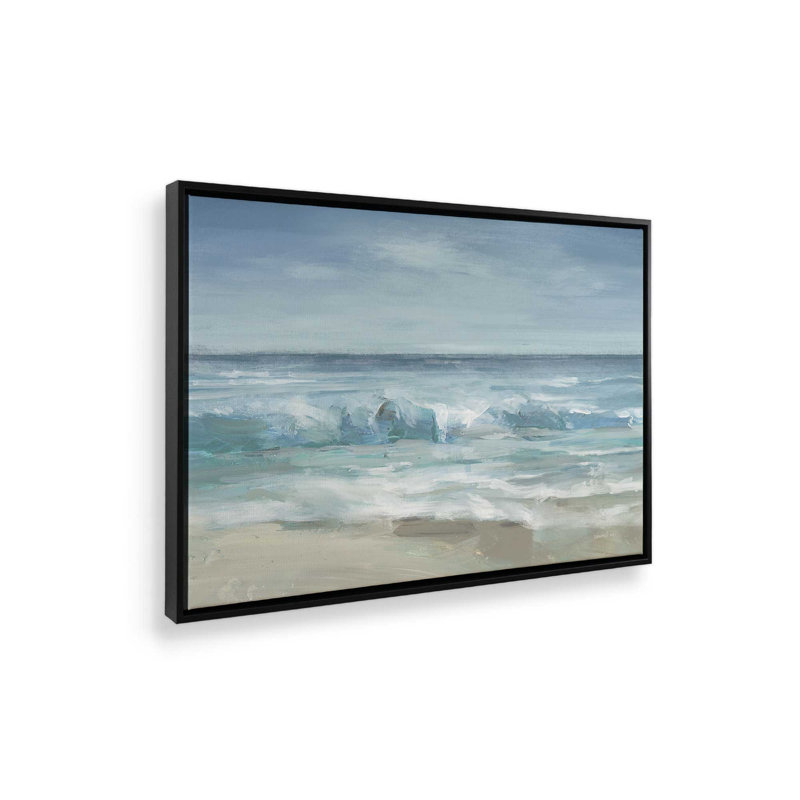 Reproduction d'art «Seascape Wave» par Danhui Nai, 32 W x 24 H, Black, Framed Canvas