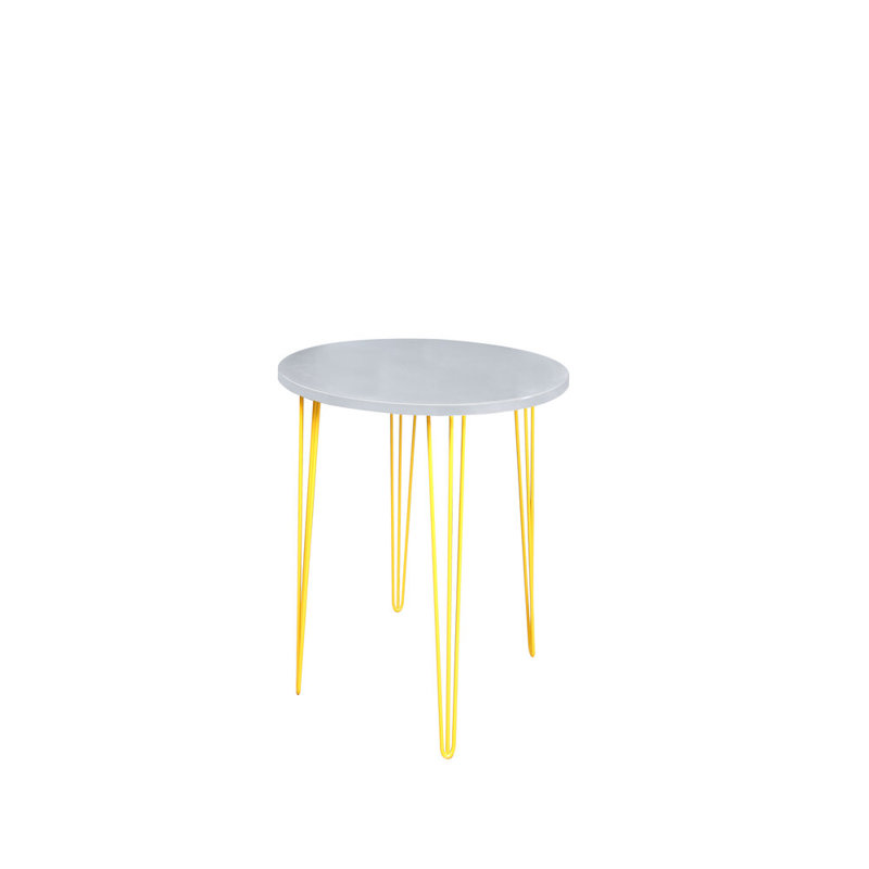 Fresco Round Metal Base Dining Table, Mineral Grey, White, 73cm H x 180cm L x 180cm W