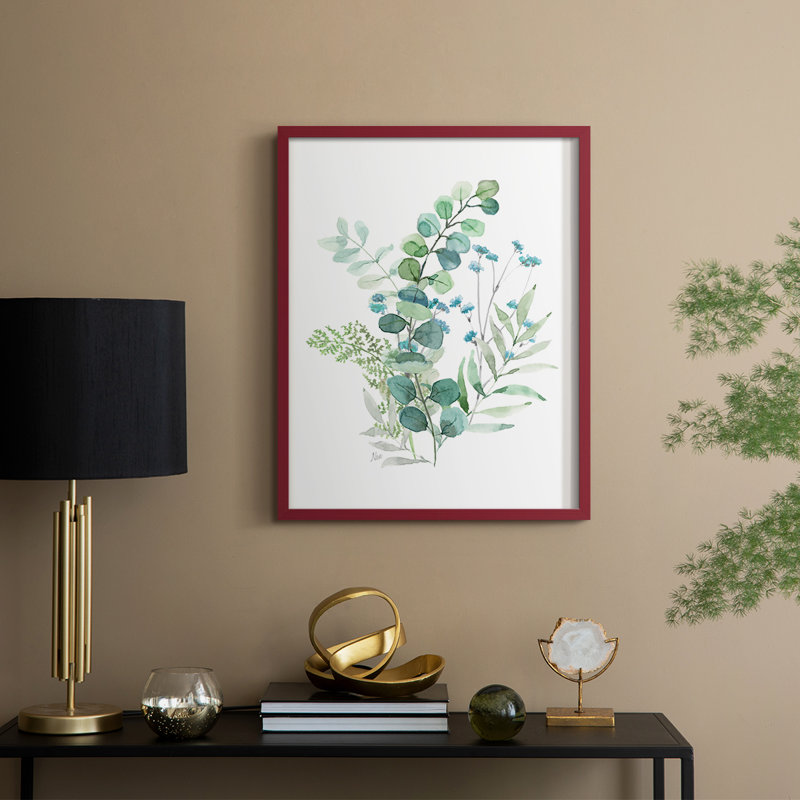 «Blue Mist Eucalyptus I», reproduction encadrée - bois massif, H 11 po x l 9 po, Rouge