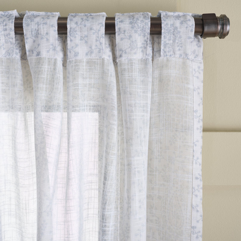 Panneaux de fenêtre à motif cachemire Mira, Vert sauge / blanc, 52 x 96