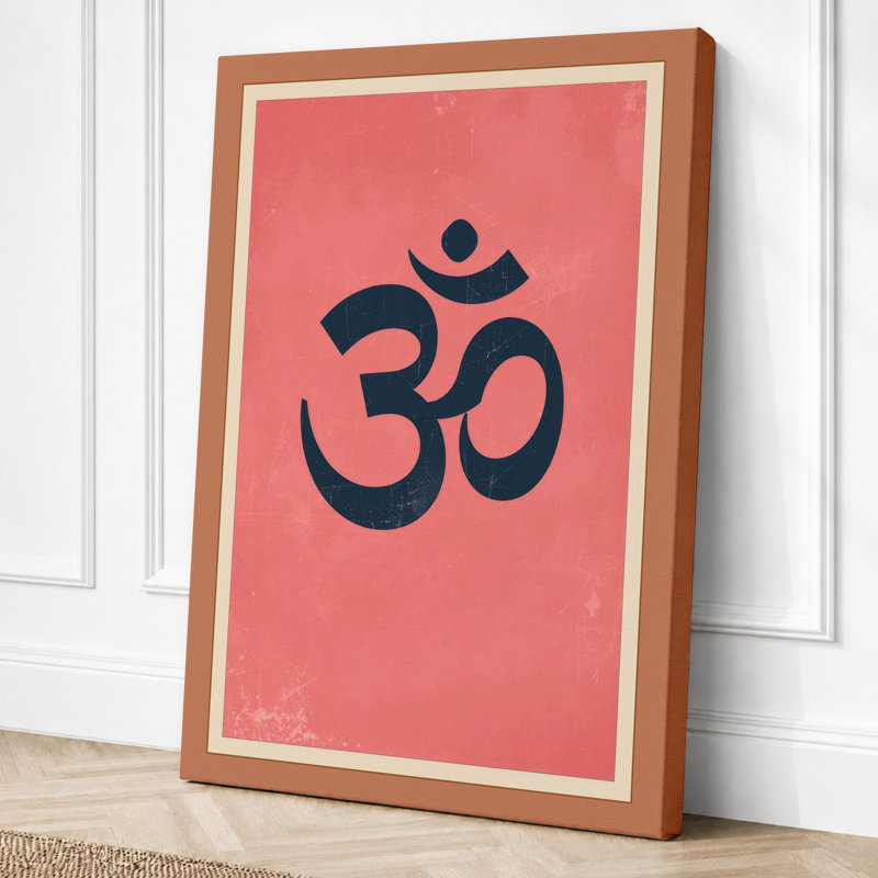 Om in Geometry Minimalist - Wrapped Canvas, 36x24 - 91.4 x 61.0 cm, Terracotta Border