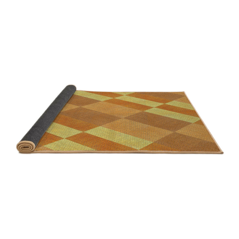 Tapis brun clair à motifs/orange Lakeville, Rond 4 pi