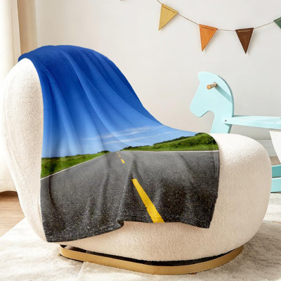 Jeté en molleton bleu flanelle ultra doux, imprimé ciel simple