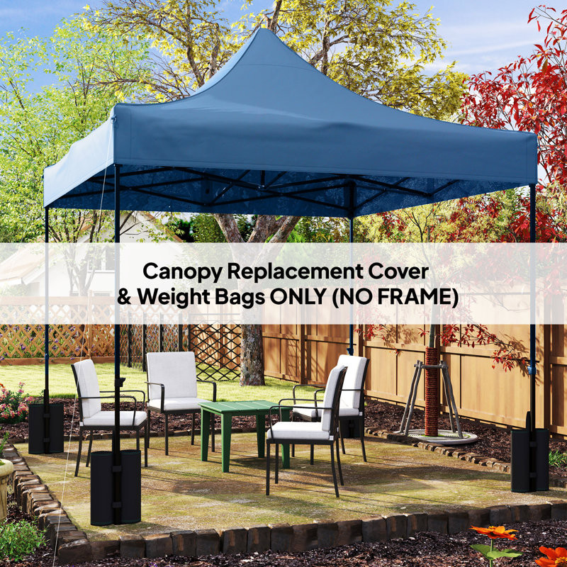 Housse de remplacement pour auvent 10 'x 10' avec 4 sacs de poids et 8 trous de drainage, Marine