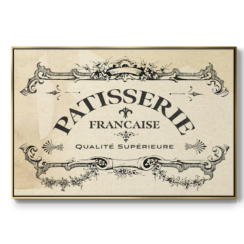 Antique French Label I, reproduction d'art sur toile, H 27 po x l 41 po x P 2 po, Or