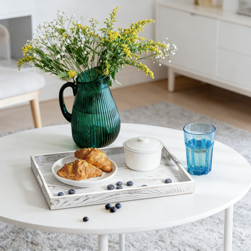 Large Wood Serving Tray With Handles, Multipurpose Wooden Tray For Ottoman, Breakfast In Bed, Coffee Table, And Dining, Ideal For Living Room, Bedroom, And Kitchen