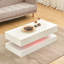 High Gloss White Coffee Table with Led Light Side Drawer Storage