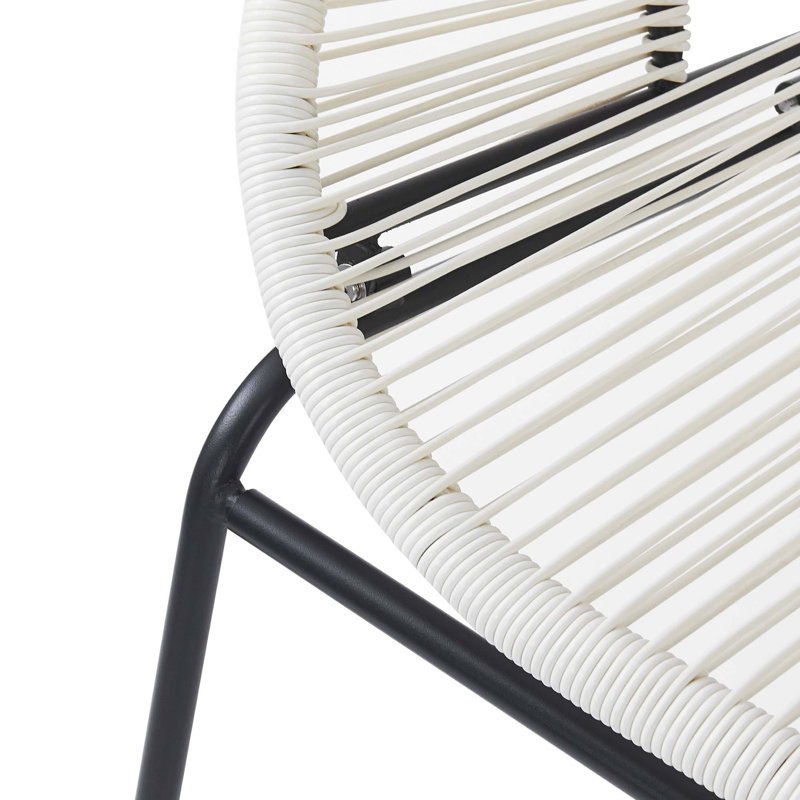 Causeuse d'extérieur moderne en osier avec tissage de hamac, Noir; blanc ivoire