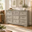 Commode rustique à 9 tiroirs de style campagnard, 135 cm de large, pour salon, entrée ou chambre - Gris-106536653