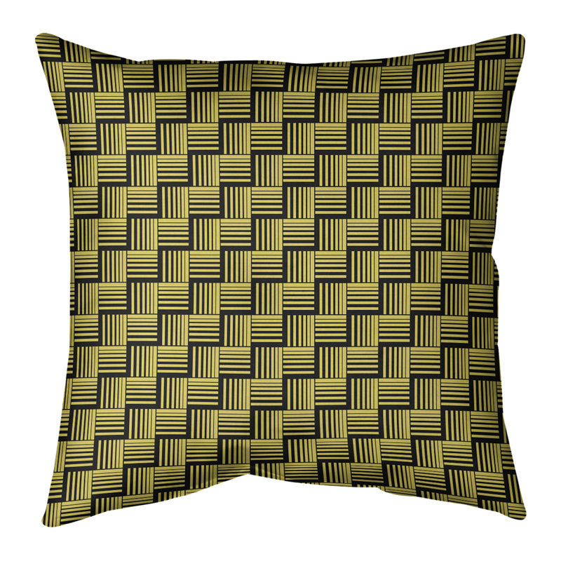 Rayures tressées contrastantes Coussin décoratif, Duvet synthétique, 20 po x 20 po, Jaune foncé