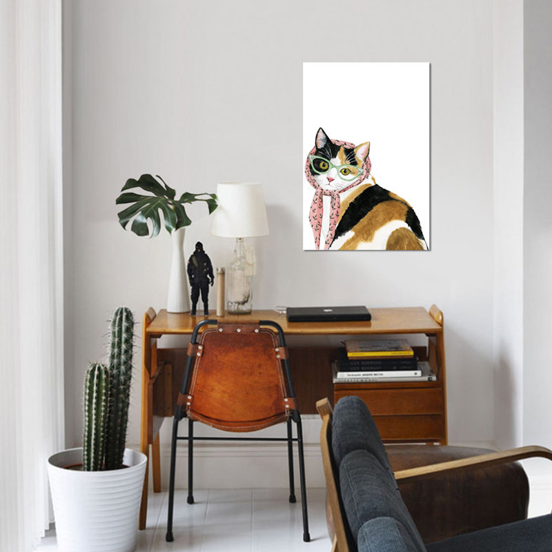 « cool cat i », impression sur toile, H 12 po x l 8 po x P 0,75 po, Pas de tapis, Toile tendue