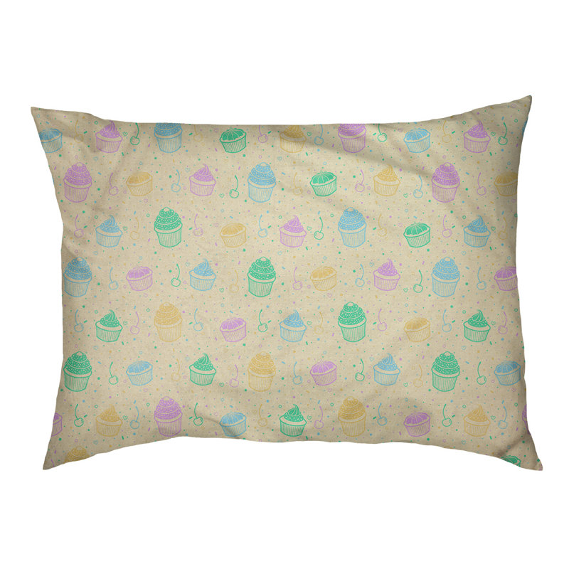 Coussin stylisé pour chat pastel petits gâteaux Byrge, L 9,5 po x l 29,5 po, Jaune / vert