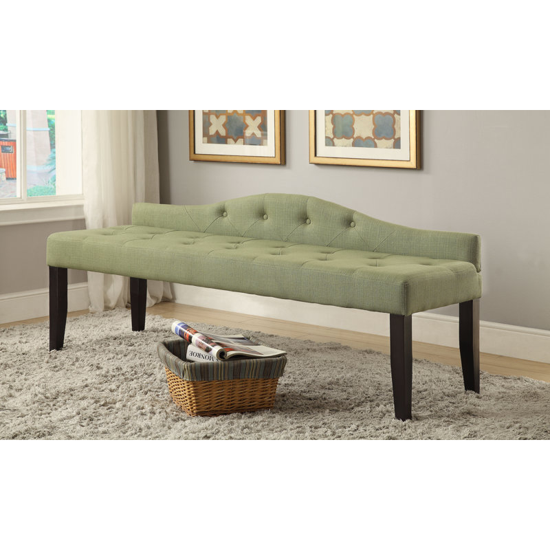 Banc rembourré Fela, H 26 po x l 64 po x P 21 po, Vert