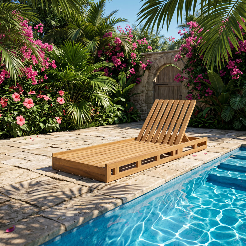 Chaise longue inclinable réglable en bois d'acacia de l 29 po x P 79 po x H 34 po Christopher Knight Home