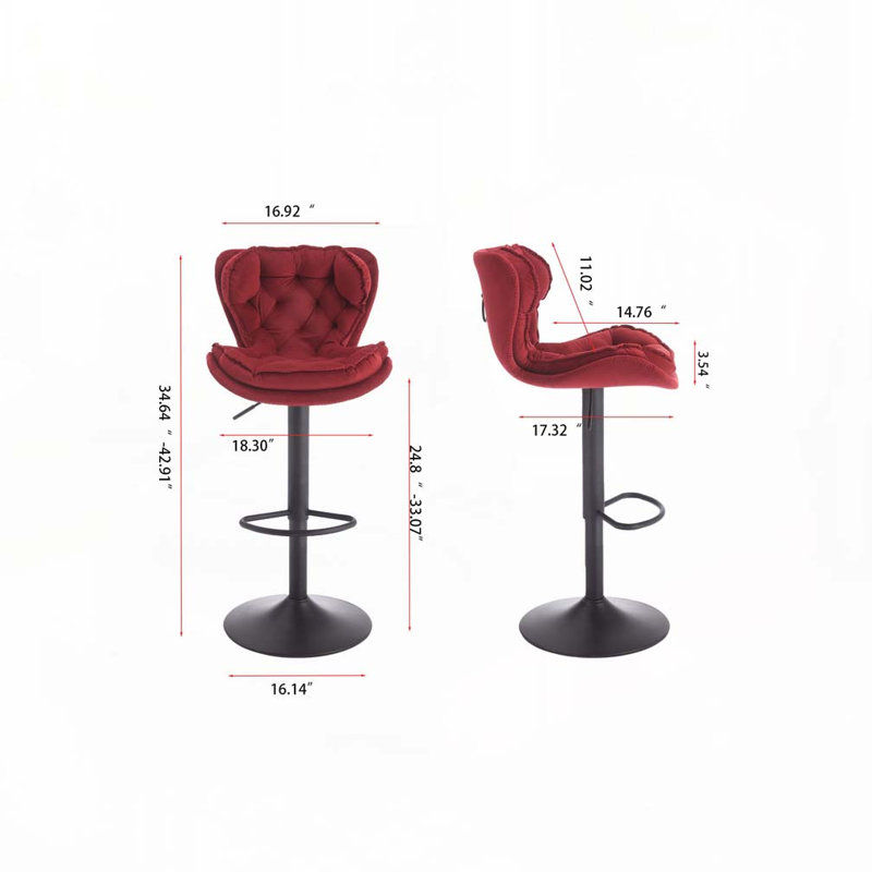 Swivel Fabric Upholstered Metal Bar Stools Set with Back and Footrest