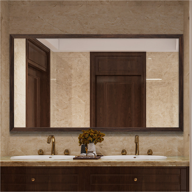 Miroir rectangulaire en bois, Horizontale, 48" x 36", Noyer foncé