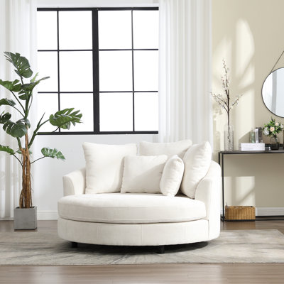 Upholstered Slipcovered Barrel Chair by Latitude Run
