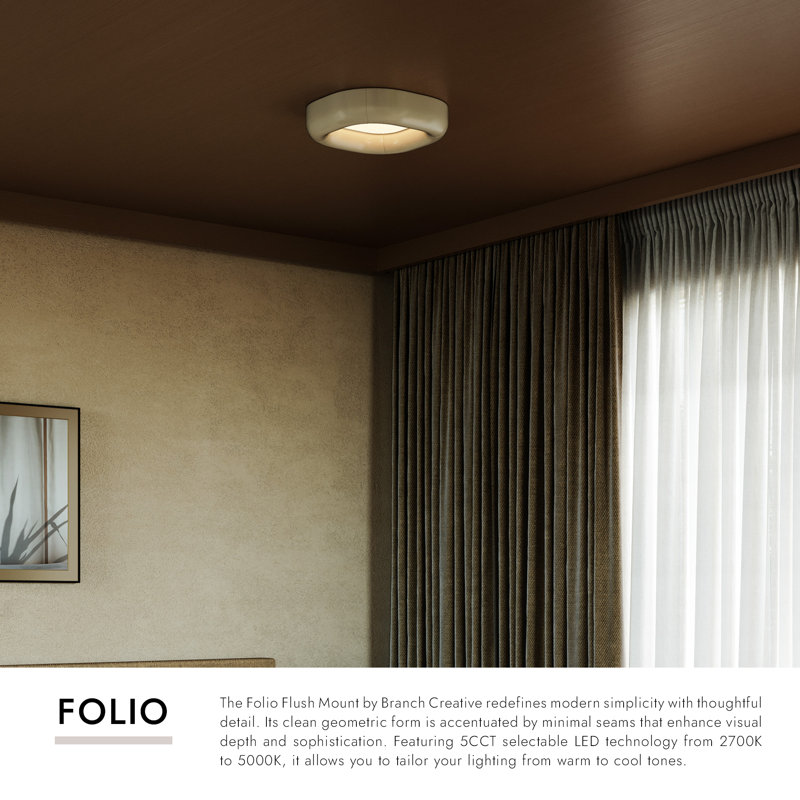 Folio 15-in Black dimmable LED Flush Mount, White