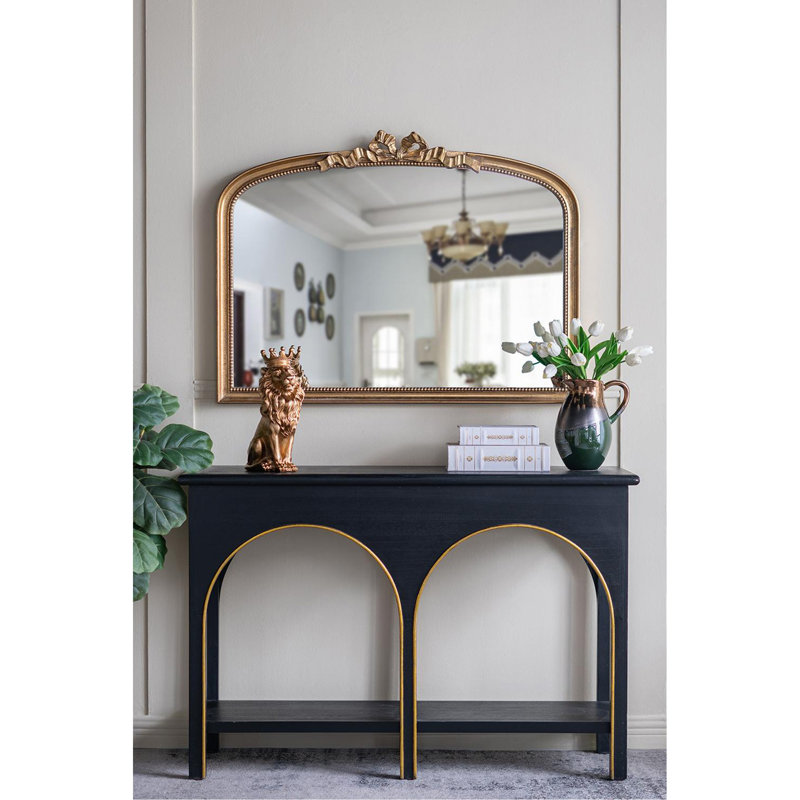 40x1.5x30" Arched Wall Mirror with Ornate Gold Frame