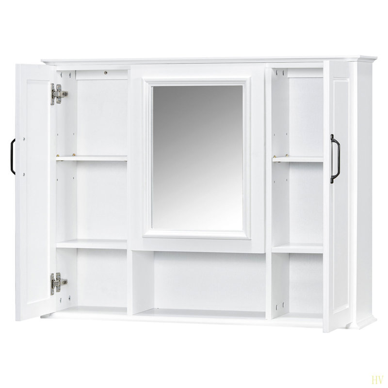 Armoire à pharmacie, armoire de rangement de salle de bain murale, armoire de salle de bain moderne avec miroir, armoire à miroir avec 3 portes (meuble-lavabo non inclus)