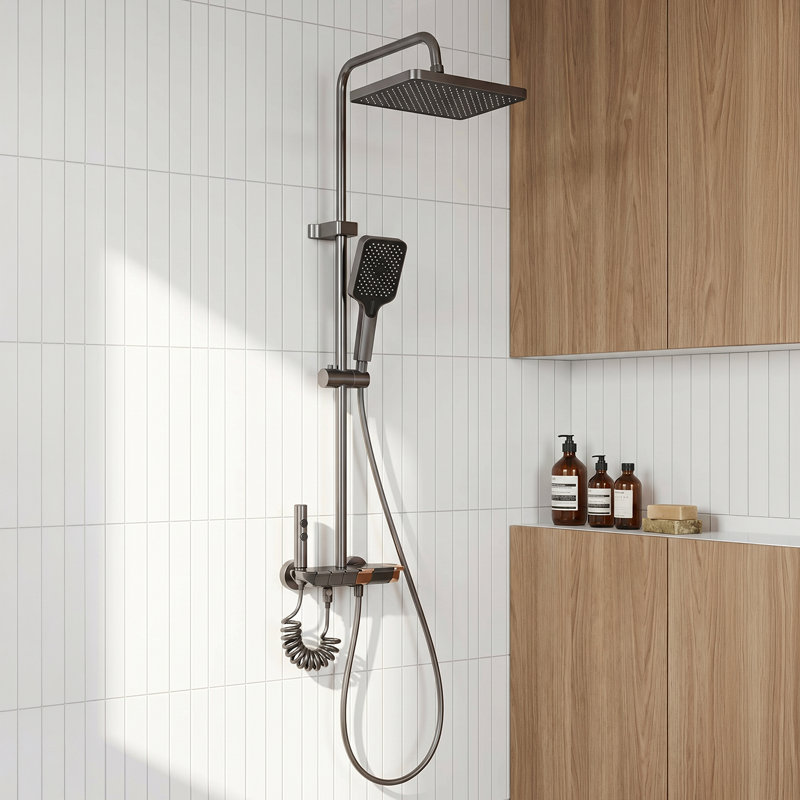 Wall-Mount Bathroom Piano-Key Panel Shower System Set