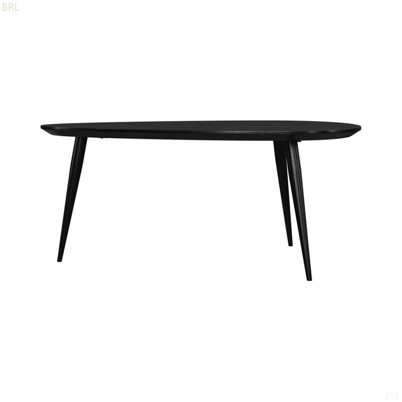Table basse triangulaire en bois massif, noir, 17" H x 39" W x 31" L