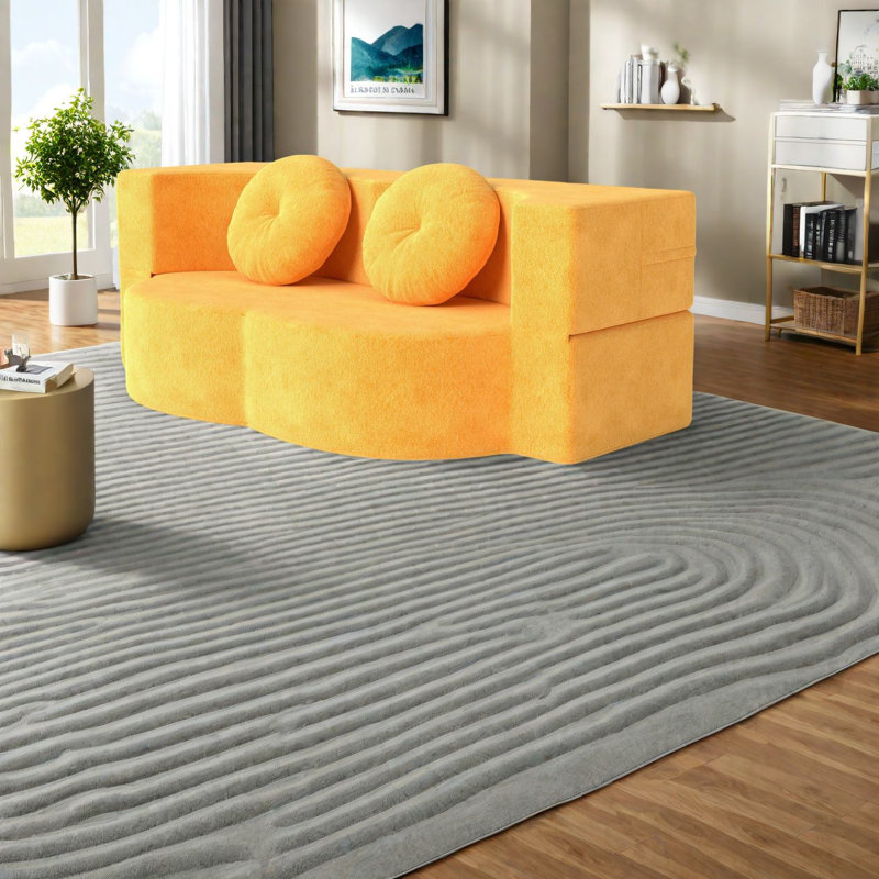 Canapés pliants compacts, matelas en mousse, design moderne pour petits espaces, jaune