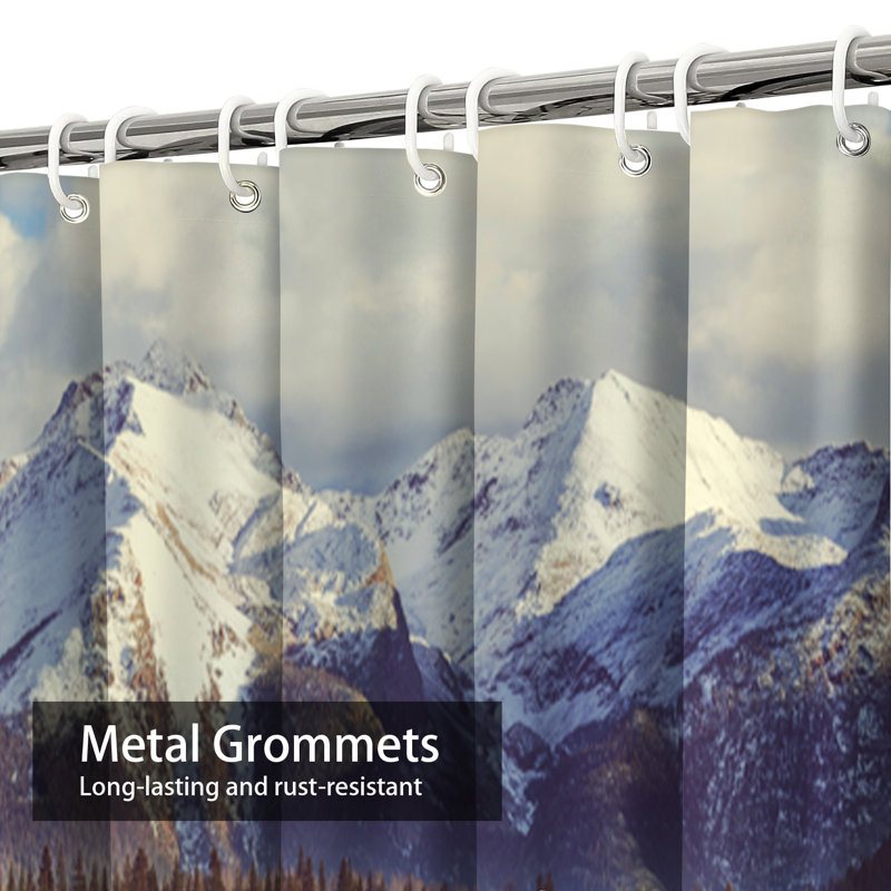 Rideau de douche avec 12 crochets Colorado Mountain Snowy Landscape, L 72 po x l 72 po