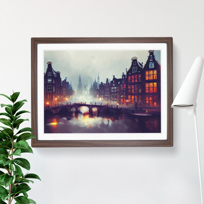 Amsterdam Canal at Night - Framed Print