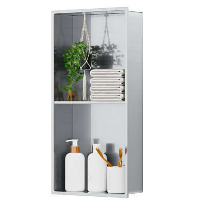 Lithos Brushed Nickel 12 In. W X 24 In. H X 4 In. D Shower Niche
