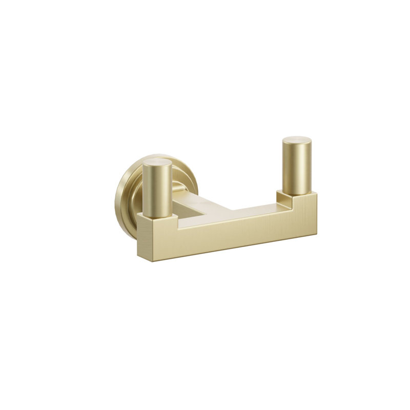 Emtek Select Double Hook w/ Step Disc Rosette, Square Stem & Smooth Tip, Satin Brass