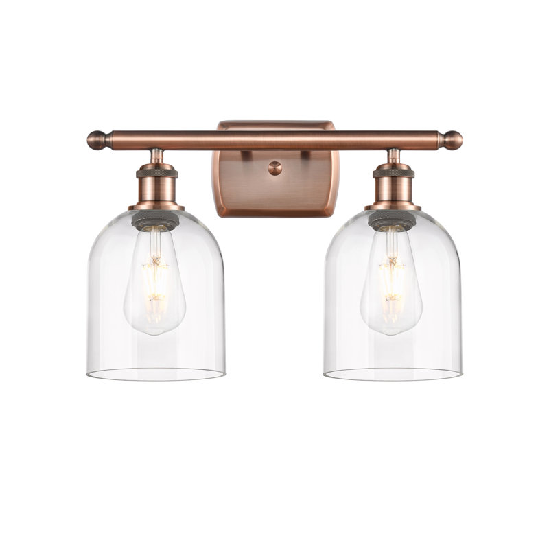 Éclairage pour meuble-lavabo à 2 lumières à intensité variable Allysson, Transparent, Cuivre antique