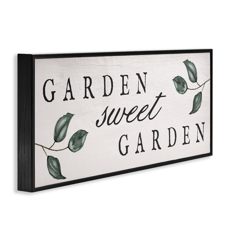 Signe «Sweet Garden», estampe numérique, design par Lil 'Rue, H 13 po x l 30 po, Giclée encadrée noir minuit