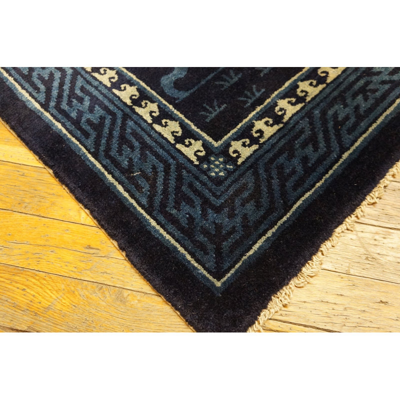 Tapis en laine noué à la main à motif de médaillon floral des années 1920