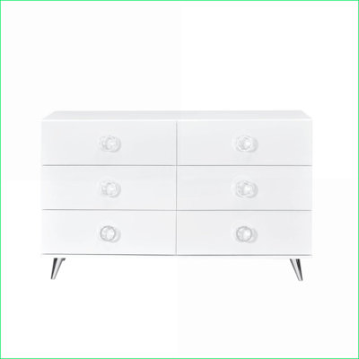 Commodes, commode blanche moderne à 6 tiroirs avec tête de lit Base | Blanc | Bois synthétique