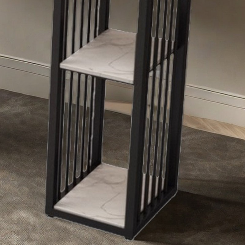 Simple and elegant home bar table, 41.3"H x 62.9"L x 15.7"W, White/Black