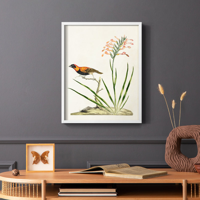 Bird in Habitat III, reproduction encadrée - bois massif, Blanc, H 10 po x l 8 po