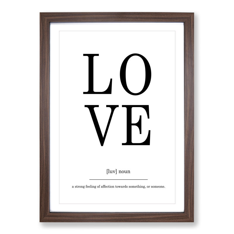Definition of Love - Picture Frame Typography, 48cm H x 36cm W x 2cm D, Walnut